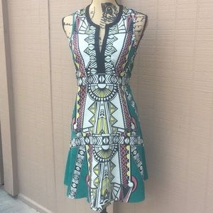 Sz L Bar111 Tribal Print Sleeveless Summer Dress